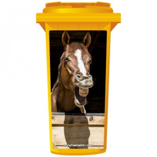 Chestnut Horse Laughing Wheelie Bin Sticker Panel